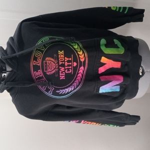 Popular Apparel Sz Small, Black New York City Sweat Shirt with Hoodie.